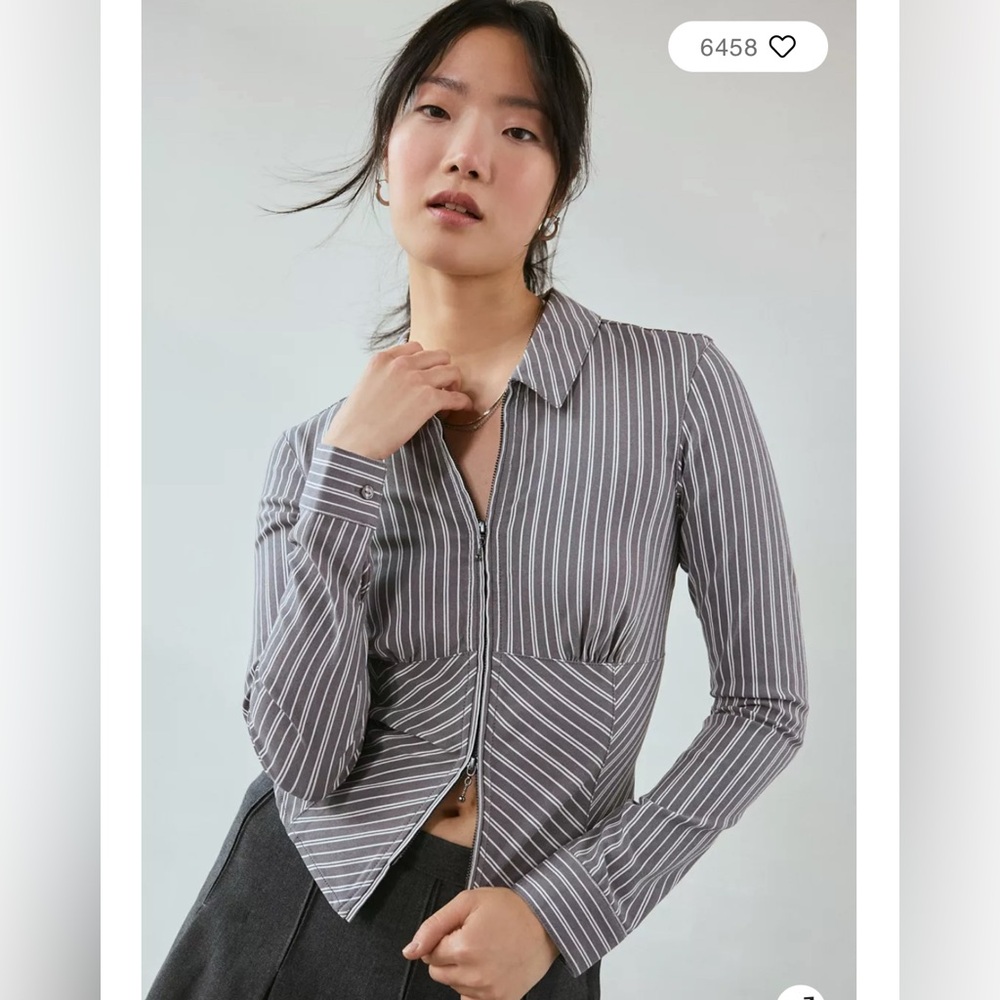 Urban Outfitters Gray Striped Top